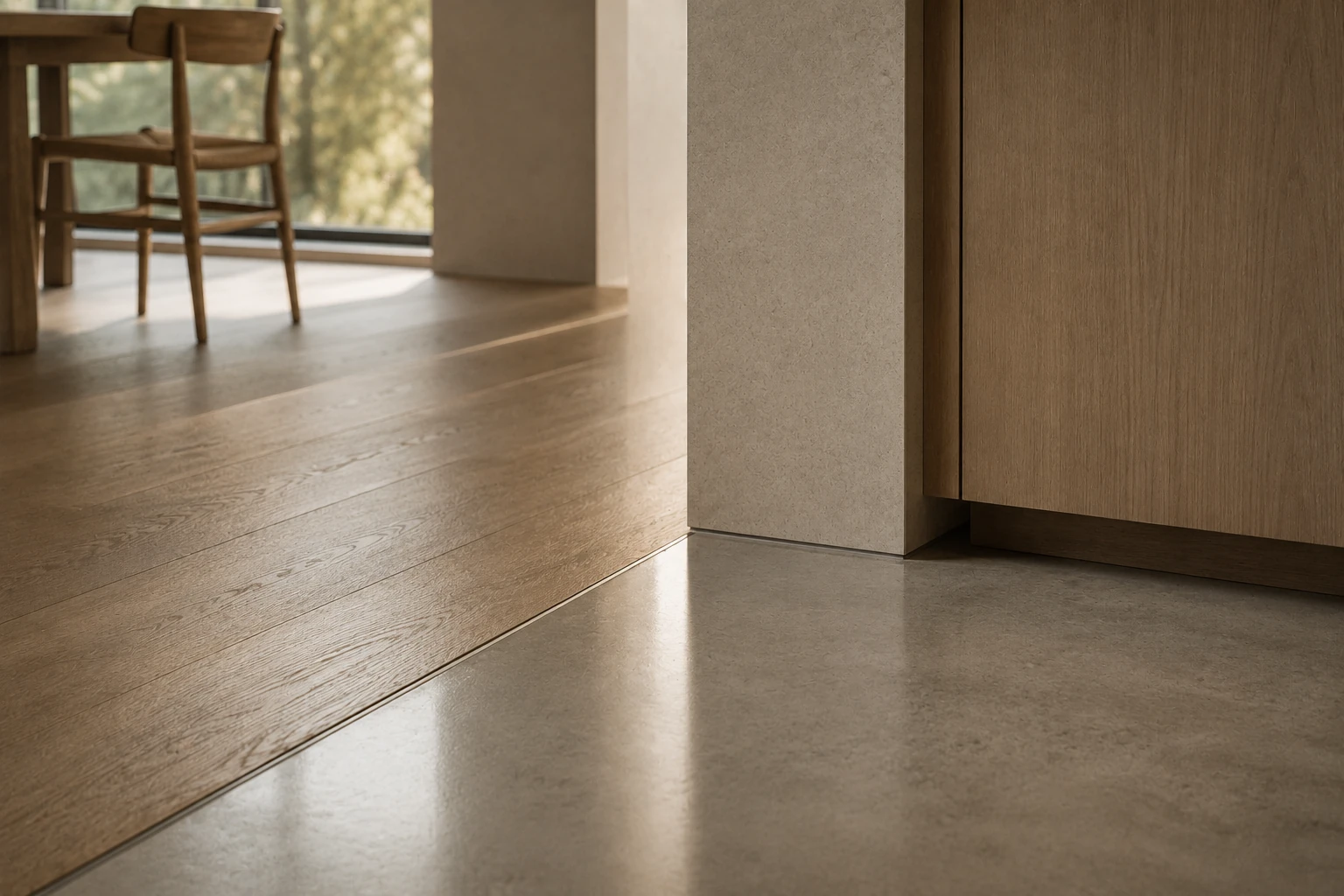 Durable residential flooring and material detail