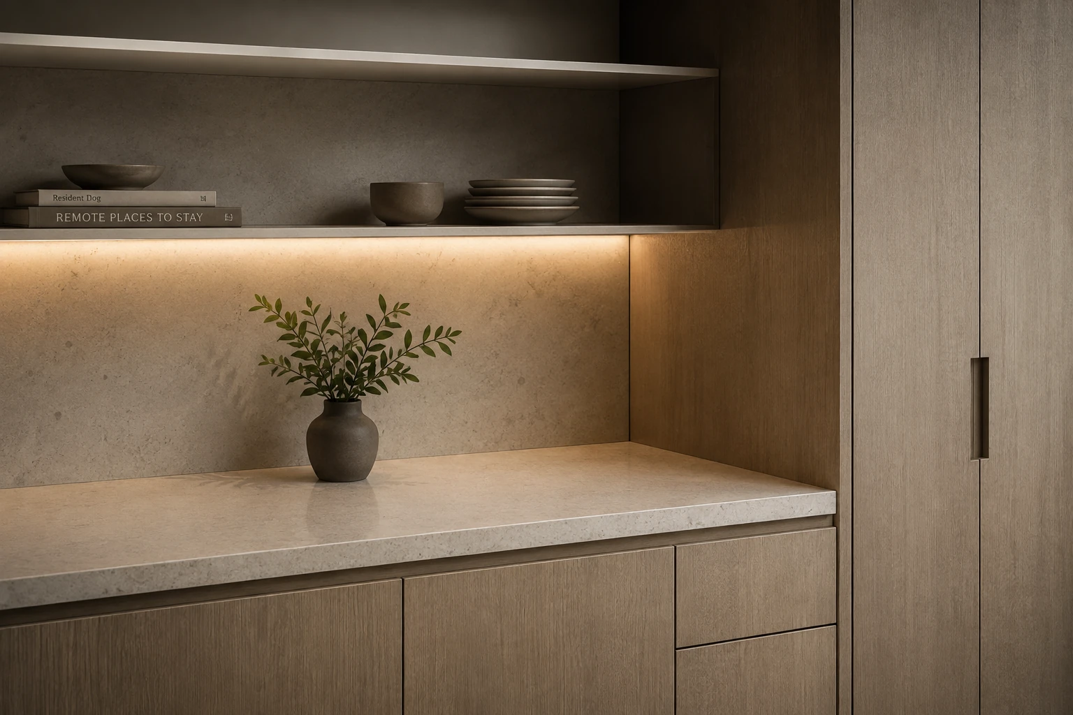 Detail of integrated kitchen cabinetry