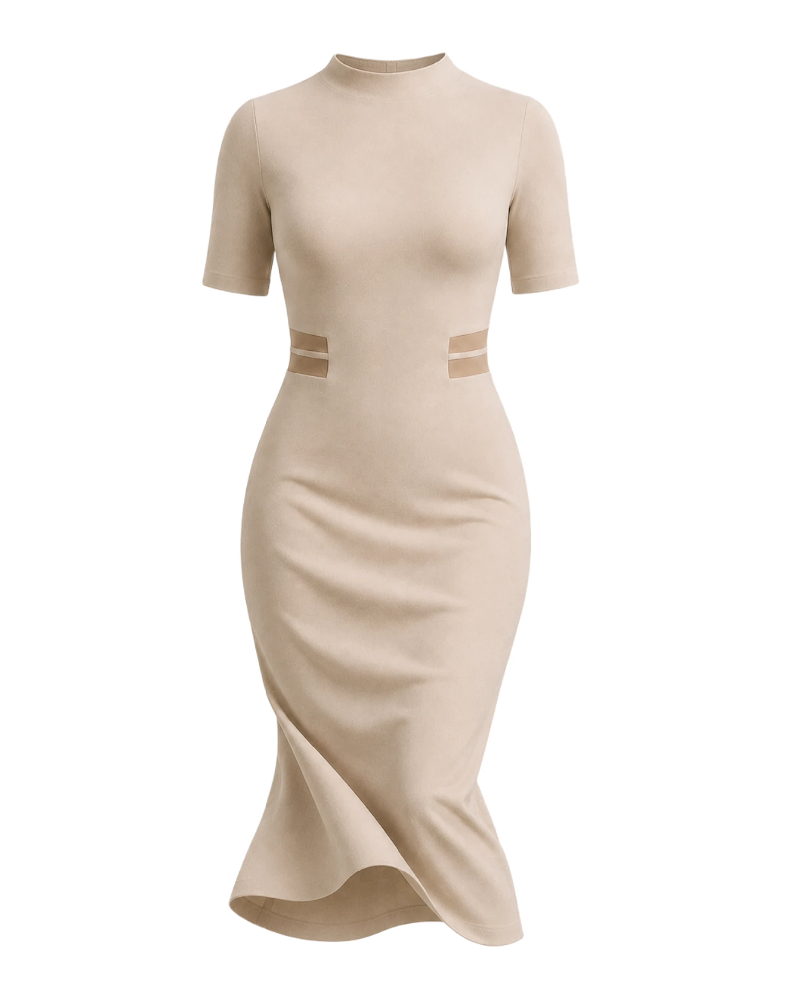 Harmony Dress in taupe, front view