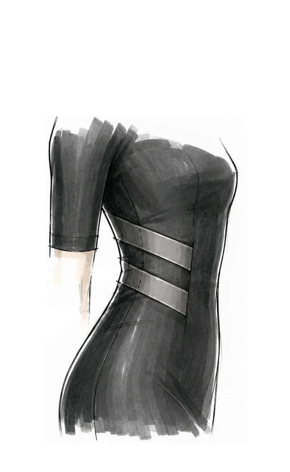 Close study of directional structure in a Harmony garment