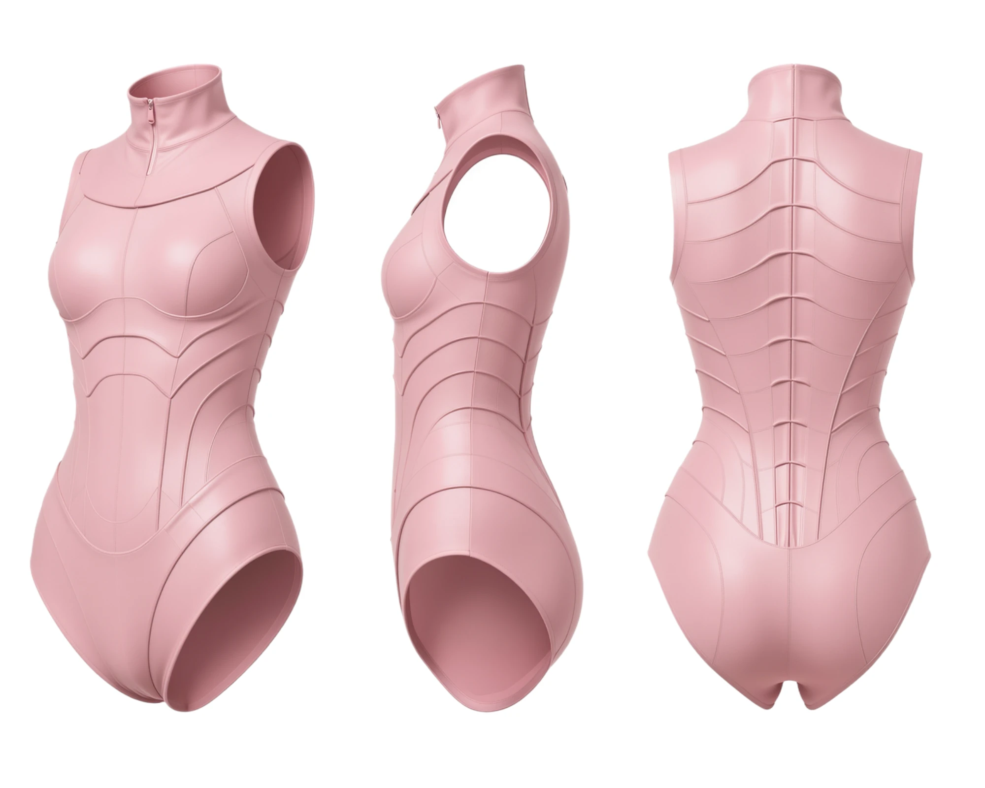 Pink Structured Core shown from front, side and rear