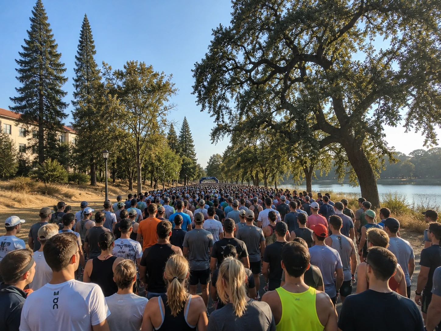 runners at the start of the 10K run at the campuspond