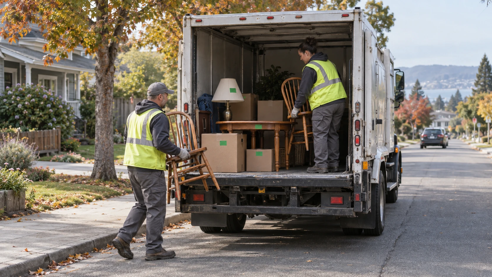 a truck, picking up second hand reusable furniture in silverdale