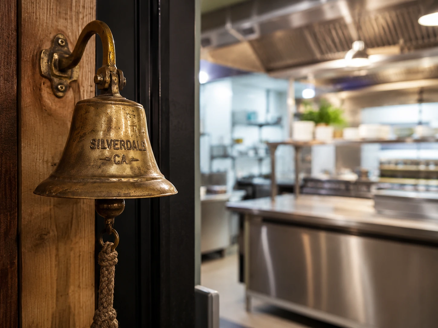 The old silverdale kitchen bell in front of the new kitchen